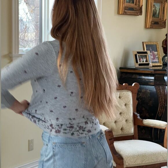 Gorgeous vintage long sleeve cardigan and tee combo, size small floral pattern - Picture 9 of 9